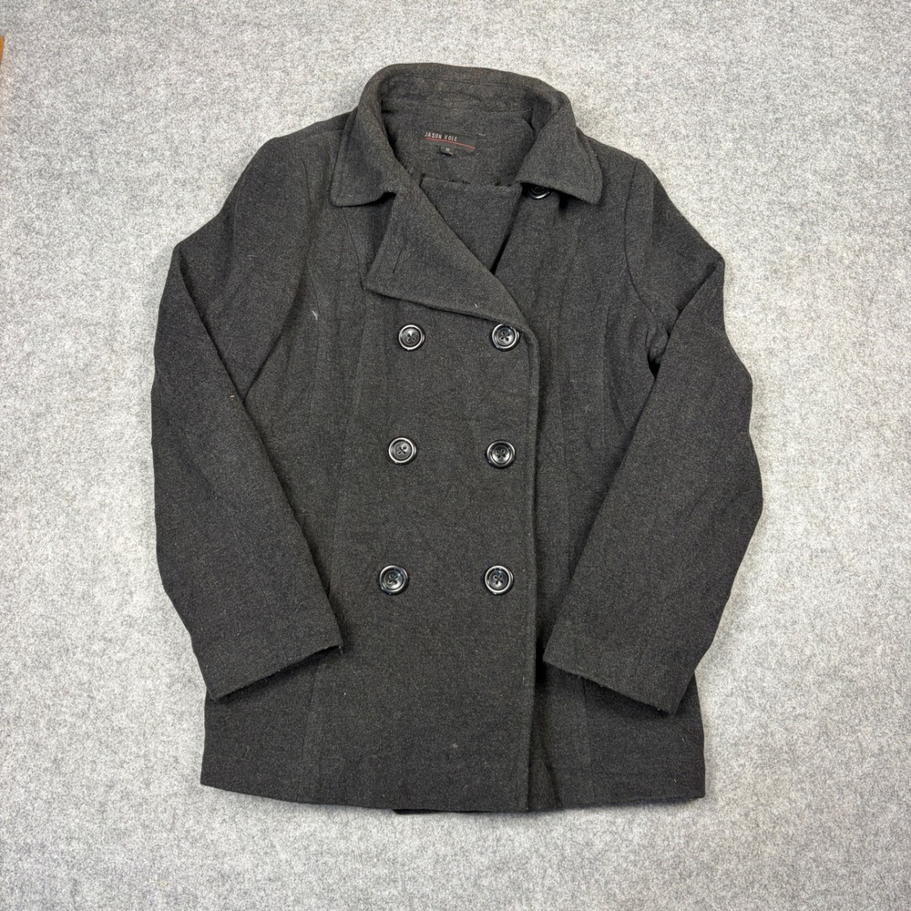 Jason Kole Womens Charcoal Gray Double Breasted Peacoat Jacket Size M